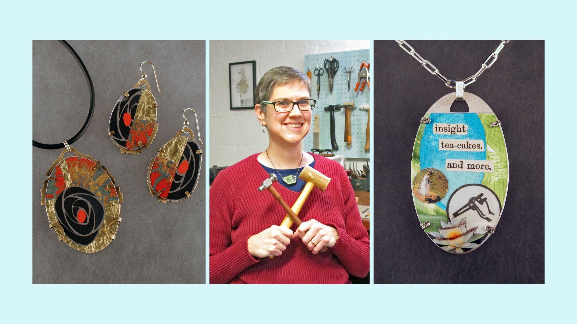 collage pendants and Instructor Nisa Blackmon